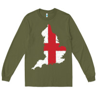 Army Green england Flag Map Drawing Line Art Long Sleeve Tee - linhVisuals