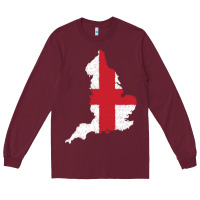 Burgundy england Flag Map Drawing Line Art Long Sleeve Tee - linhVisuals