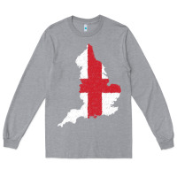 Heather Grey england Flag Map Drawing Line Art Long Sleeve Tee - linhVisuals