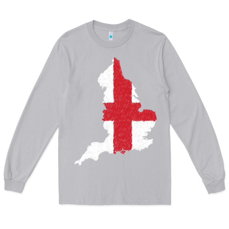 England Flag Map Drawing Line Art Long Sleeve Tee by linhVisuals | Teevron