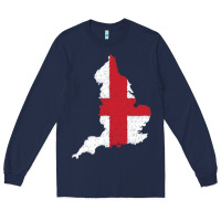 Navy england Flag Map Drawing Line Art Long Sleeve Tee - linhVisuals
