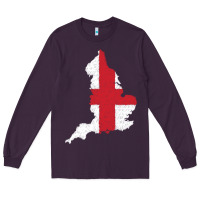 Plum england Flag Map Drawing Line Art Long Sleeve Tee - linhVisuals
