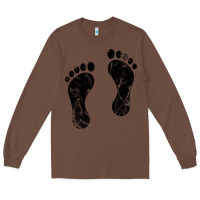 Chestnut 70's footprints   footprint Long Sleeve Tee - linhVisuals