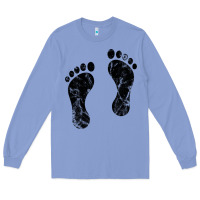 Colony Blue 70's footprints   footprint Long Sleeve Tee - linhVisuals