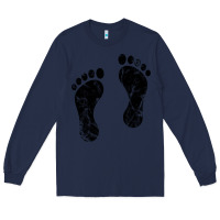 Navy 70's footprints   footprint Long Sleeve Tee - linhVisuals