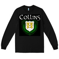 Black collins family irish coat of arms Long Sleeve Tee - linhVisuals