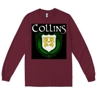 Burgundy collins family irish coat of arms Long Sleeve Tee - linhVisuals