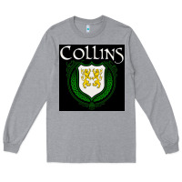 Heather Grey collins family irish coat of arms Long Sleeve Tee - linhVisuals
