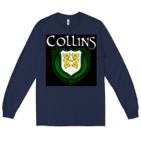 Navy collins family irish coat of arms Long Sleeve Tee - linhVisuals