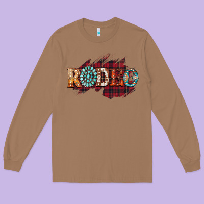 Rodeo Christmas Long Sleeve Tee Designed By Cowhidedigitalart