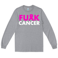 Heather Grey fck cancer Long Sleeve Tee - linhVisuals