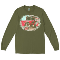 Army Green tractor t  shirt tractor t  shirt Long Sleeve Tee - linhVisuals