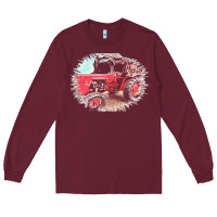 Burgundy tractor t  shirt tractor t  shirt Long Sleeve Tee - linhVisuals
