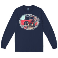Navy tractor t  shirt tractor t  shirt Long Sleeve Tee - linhVisuals