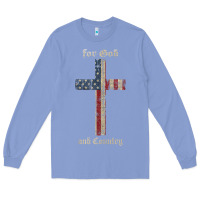 For God And Country Cross American Flag Faith Us Patriotic Tank Top Long Sleeve Tee | Teevron