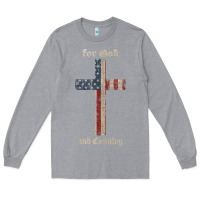 Heather Grey for god and country cross american flag faith us patriotic tank top Long Sleeve Tee - linhVisuals