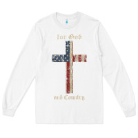 White for god and country cross american flag faith us patriotic tank top Long Sleeve Tee - linhVisuals