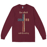 Burgundy for god and country cross american flag faith us patriotic tank top Long Sleeve Tee - linhVisuals