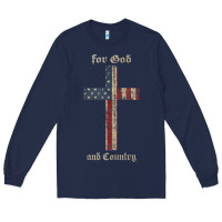Navy for god and country cross american flag faith us patriotic tank top Long Sleeve Tee - linhVisuals