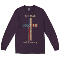 Plum for god and country cross american flag faith us patriotic tank top Long Sleeve Tee - linhVisuals