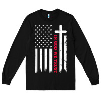 Black in god we trust with patriotic vintage american flag t shirt Long Sleeve Tee - linhVisuals