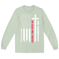Matcha in god we trust with patriotic vintage american flag t shirt Long Sleeve Tee - linhVisuals
