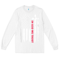 White in god we trust with patriotic vintage american flag t shirt Long Sleeve Tee - linhVisuals