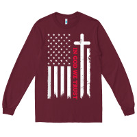Burgundy in god we trust with patriotic vintage american flag t shirt Long Sleeve Tee - linhVisuals