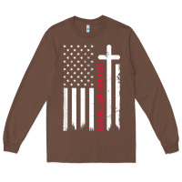 Chestnut in god we trust with patriotic vintage american flag t shirt Long Sleeve Tee - linhVisuals