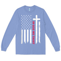 Colony Blue in god we trust with patriotic vintage american flag t shirt Long Sleeve Tee - linhVisuals