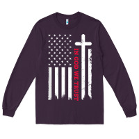 Plum in god we trust with patriotic vintage american flag t shirt Long Sleeve Tee - linhVisuals