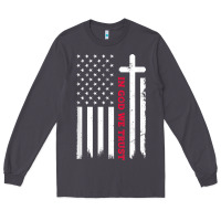 Smoke in god we trust with patriotic vintage american flag t shirt Long Sleeve Tee - linhVisuals