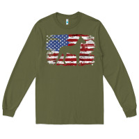 Army Green great dane vintage american flag t shirt Long Sleeve Tee - linhVisuals