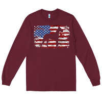 Burgundy great dane vintage american flag t shirt Long Sleeve Tee - linhVisuals