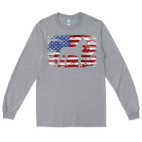 Heather Grey great dane vintage american flag t shirt Long Sleeve Tee - linhVisuals