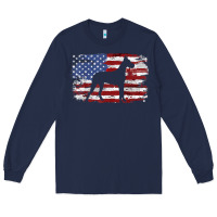 Navy great dane vintage american flag t shirt Long Sleeve Tee - linhVisuals