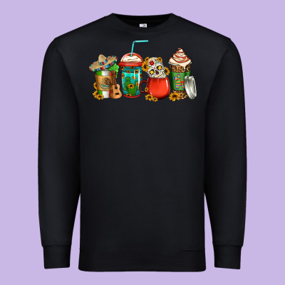 Mexican Coffee Cups Premium Sweatshirt Designed By Jasminsmagicworld