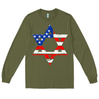 Army Green hanukah american flag star of david   jewish chanukah t shirt Long Sleeve Tee - linhVisuals