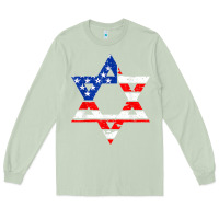Matcha hanukah american flag star of david   jewish chanukah t shirt Long Sleeve Tee - linhVisuals