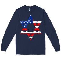 Navy hanukah american flag star of david   jewish chanukah t shirt Long Sleeve Tee - linhVisuals