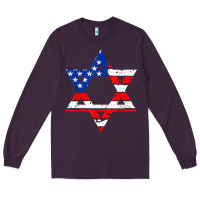 Plum hanukah american flag star of david   jewish chanukah t shirt Long Sleeve Tee - linhVisuals