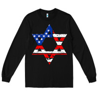 Black hanukah american flag star of david   jewish chanukah t shirt Long Sleeve Tee - linhVisuals