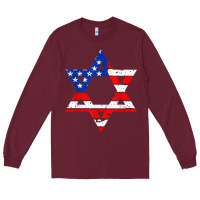 Hanukah American Flag Star Of David   Jewish Chanukah T Shirt Long Sleeve Tee | Teevron