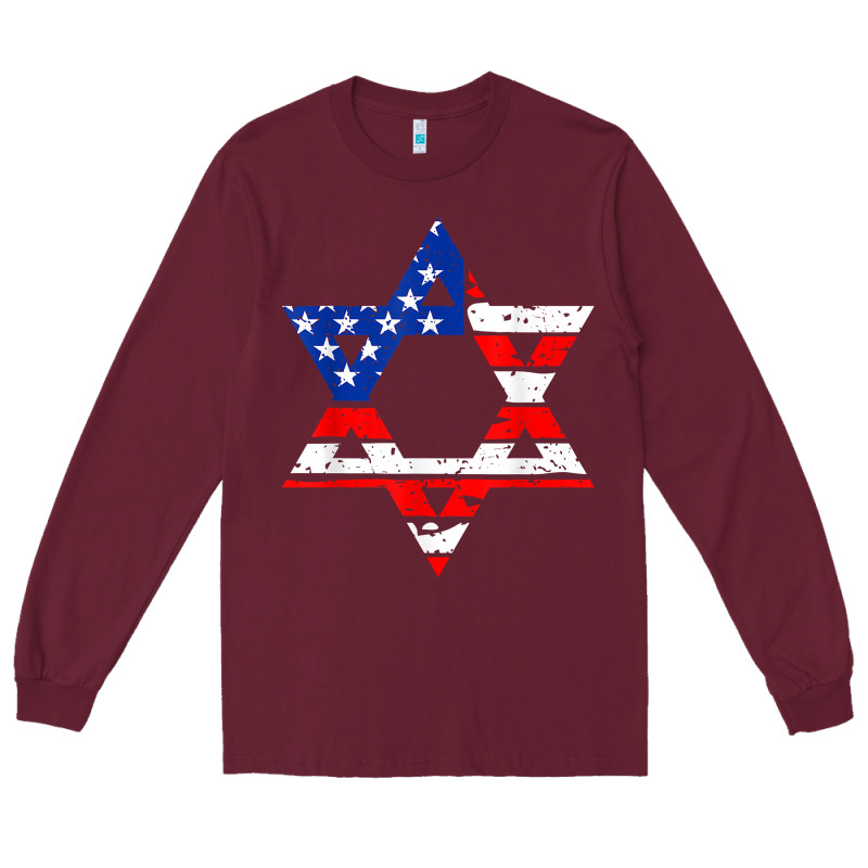 Hanukah American Flag Star Of David   Jewish Chanukah T Shirt Long Sleeve Tee by linhVisuals | Teevron