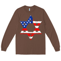 Chestnut hanukah american flag star of david   jewish chanukah t shirt Long Sleeve Tee - linhVisuals