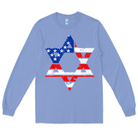 Colony Blue hanukah american flag star of david   jewish chanukah t shirt Long Sleeve Tee - linhVisuals