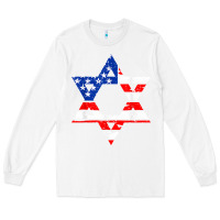 White hanukah american flag star of david   jewish chanukah t shirt Long Sleeve Tee - linhVisuals