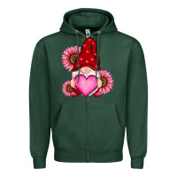 Sports Green valentine's day with sunflowers gnomes Zipper Hoodie - RanaPortraitStore