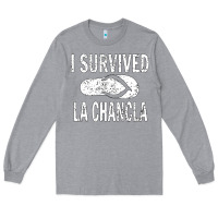 Heather Grey I survived la chancla Long Sleeve Tee - linhVisuals