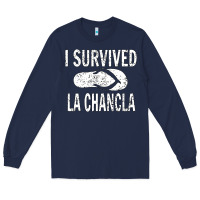 Navy I survived la chancla Long Sleeve Tee - linhVisuals